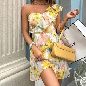 Golden Hour Boho Floral Print Long Sleeve Mini Dress